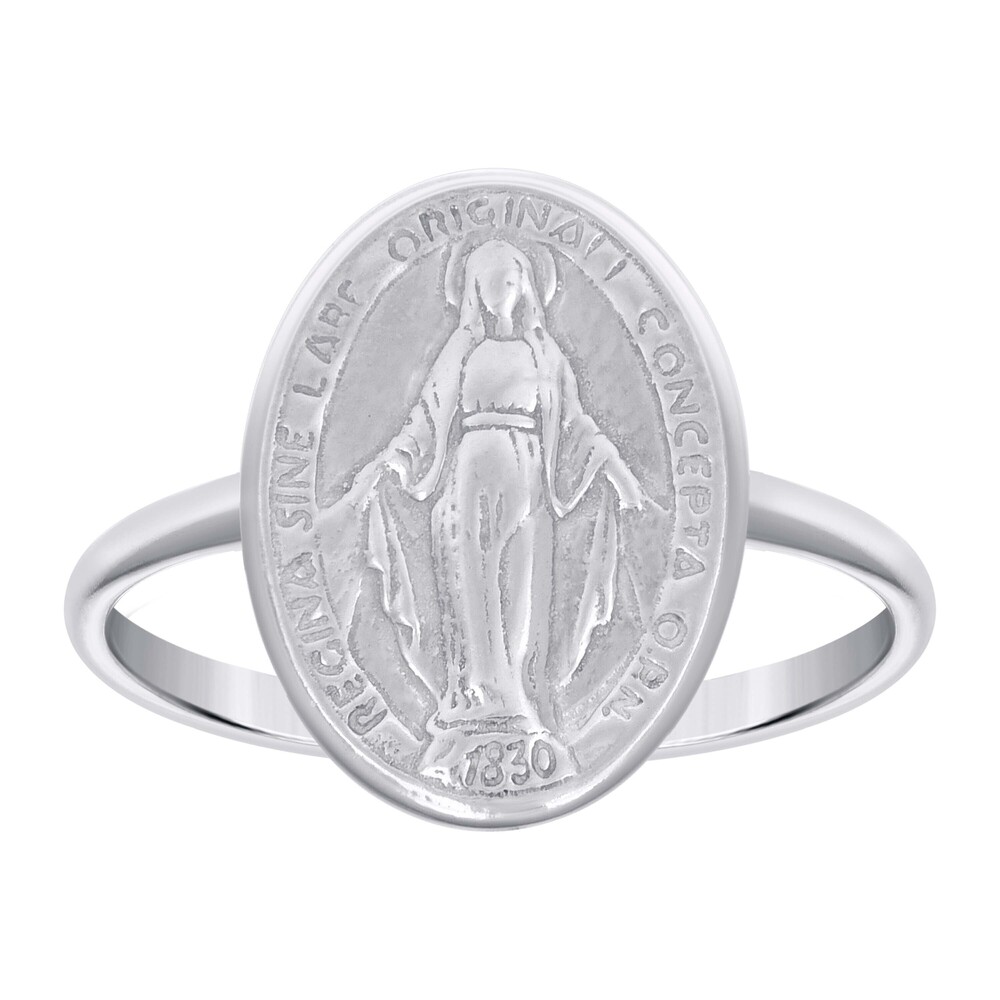 925 Sterling Silver Unisex Miraculous Medal Religious Ring Size 6